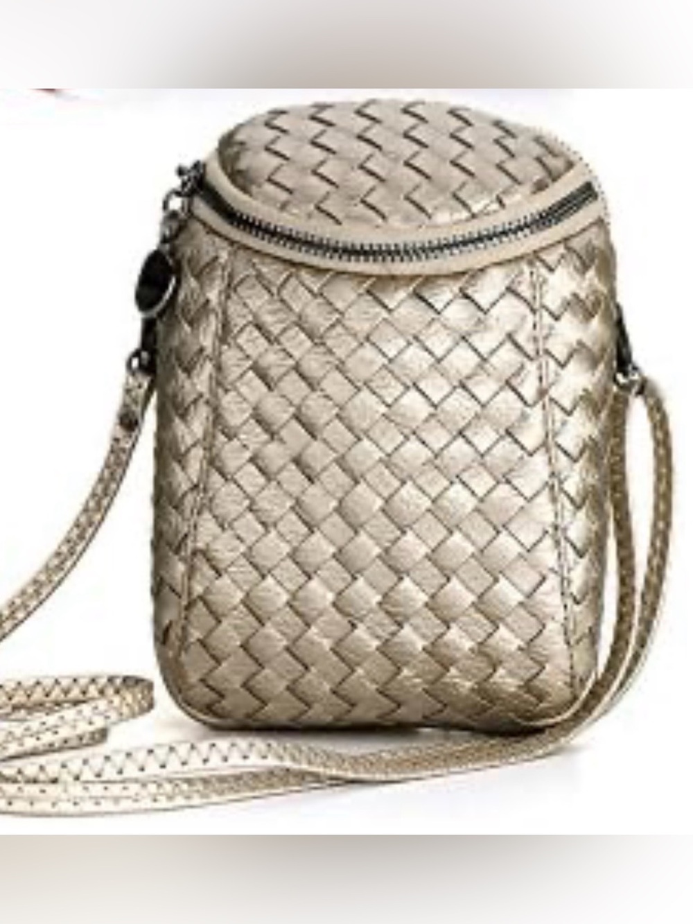 Women’s Unbranded Woven Metallic Gold Crossbody small Phone Bag